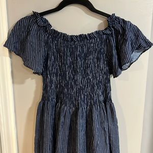 ZARA Navy off the shoulder midi dress